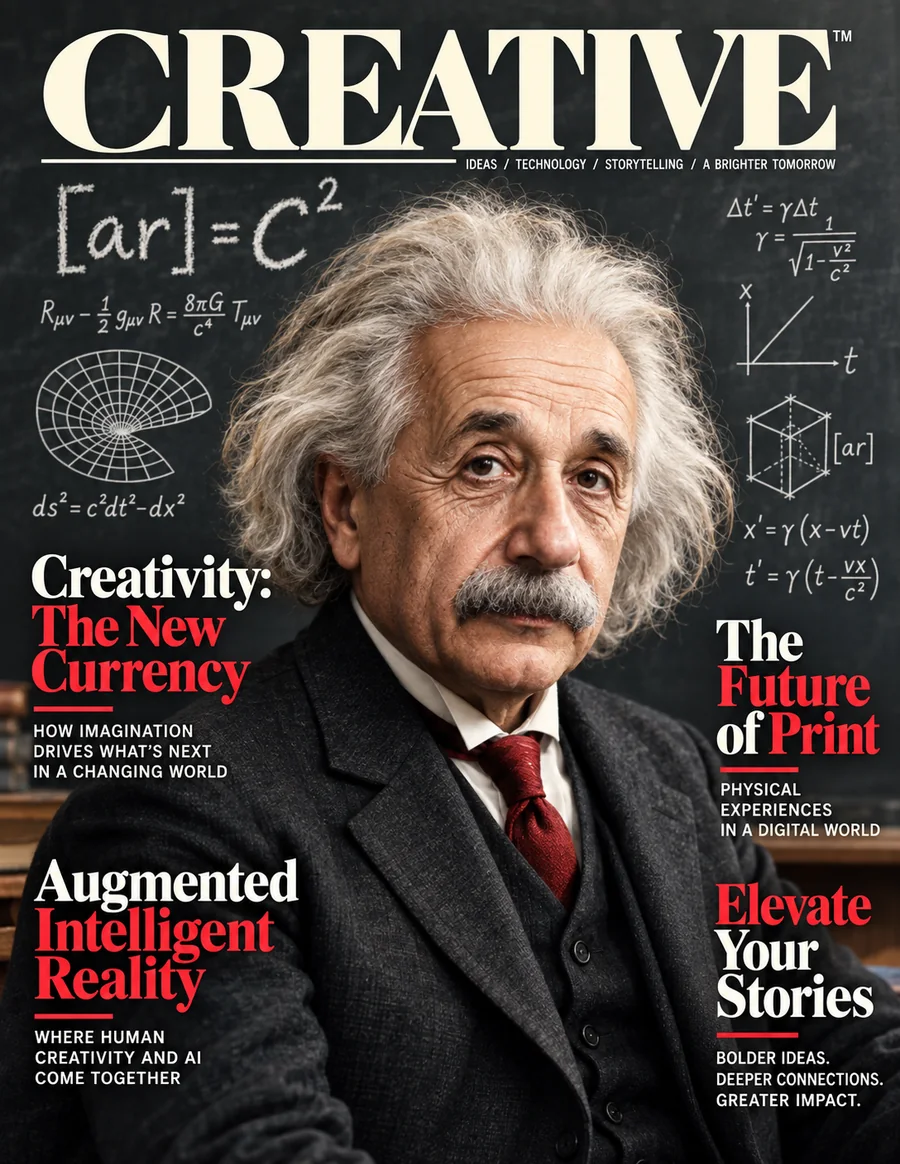 CREATIVE magazine cover Living Portrait in Photoreal style